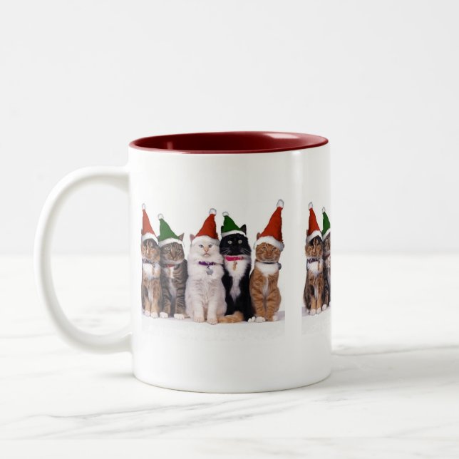 Christmas of cat - Two-Tone coffee mug (Left)