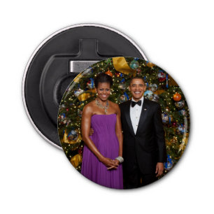 Christmas of President Barack Obama and Michelle Bottle Opener