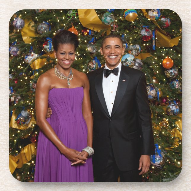 Christmas of President Barack Obama and Michelle Coaster (Front)