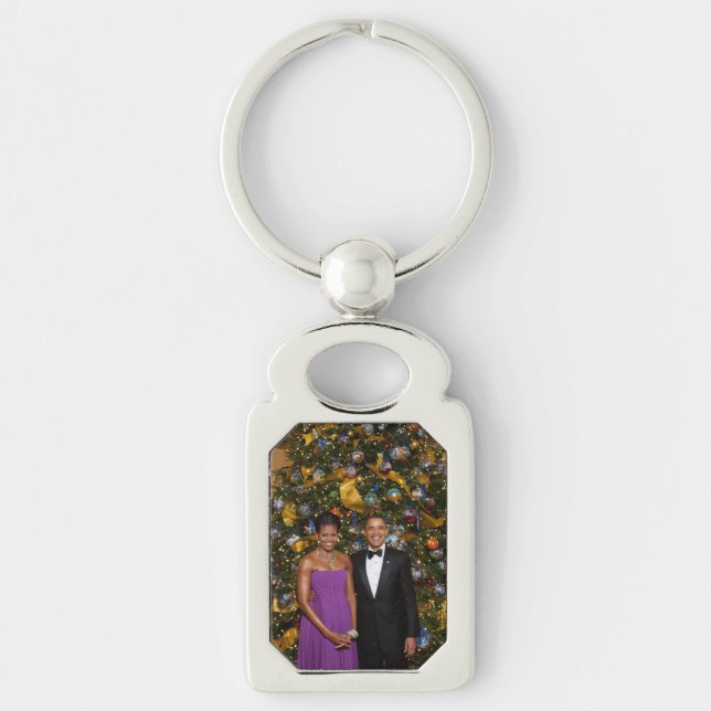 Christmas of President Barack Obama and Michelle Key Ring (Front)