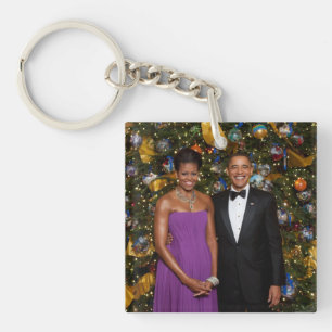 Christmas of President Barack Obama and Michelle Key Ring