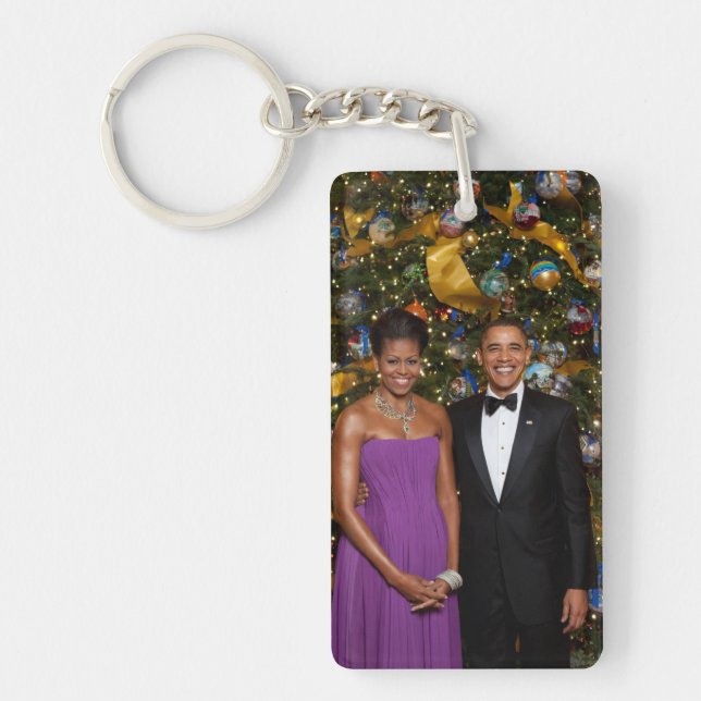 Christmas of President Barack Obama and Michelle Key Ring (Front)