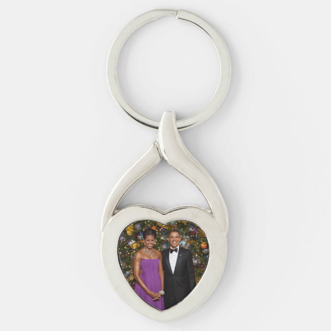 Christmas of President Barack Obama and Michelle Key Ring (Front)