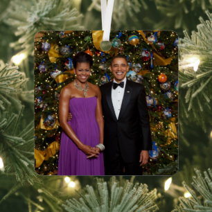 Christmas of President Barack Obama and Michelle Metal Tree Decoration