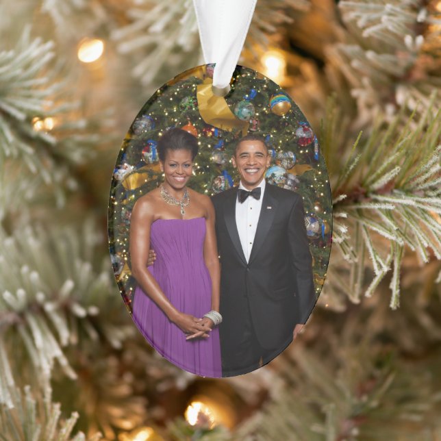 Christmas of President Barack Obama and Michelle Ornament (Tree)