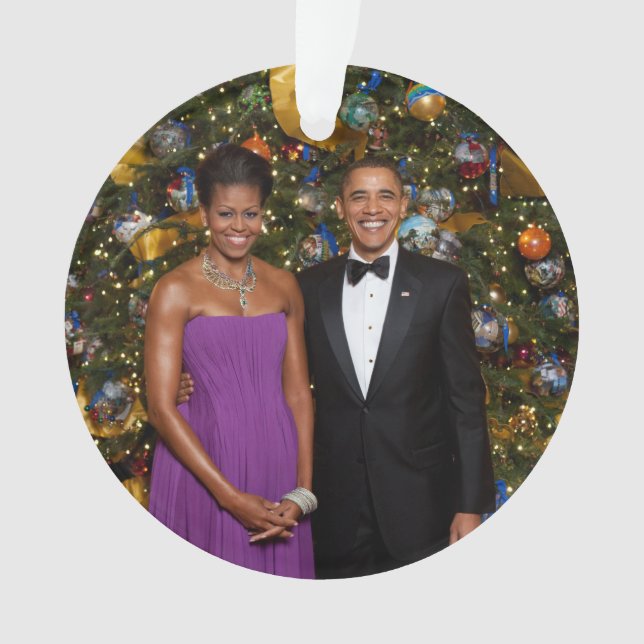 Christmas of President Barack Obama and Michelle Ornament (Front)