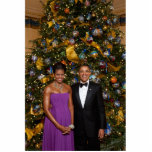 Christmas of President Barack Obama and Michelle Photo Sculpture Decoration<br><div class="desc">White House Christmas Portrait, Barack Obama served as the 44th President of the United States. His story is the American story; values from the heartland, a middle-class upbringing in a strong family, hard work and education as the means of getting ahead, and the conviction that a life so blessed should...</div>