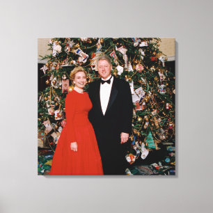 Christmas of US President Bill Clinton & Hillary  Canvas Print