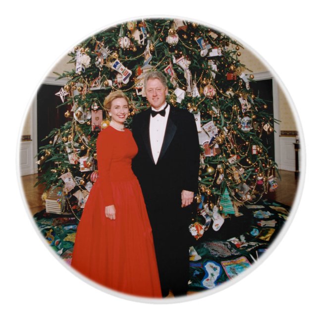 Christmas of US President Bill Clinton & Hillary  Ceramic Knob (Front)