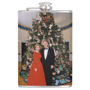 Christmas of US President Bill Clinton & Hillary  Hip Flask