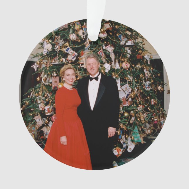 Christmas of US President Bill Clinton & Hillary  Ornament (Front)