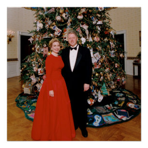 Christmas of US President Bill Clinton & Hillary Poster