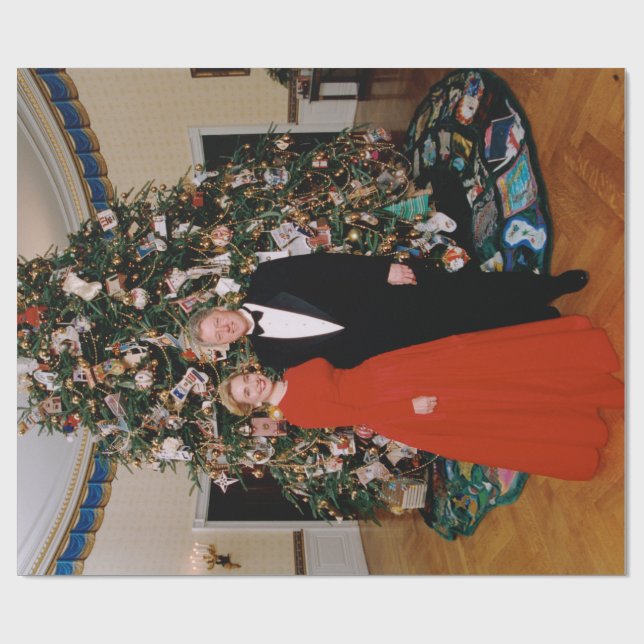 Christmas of US President Bill Clinton & Hillary  Wrapping Paper (Flat)