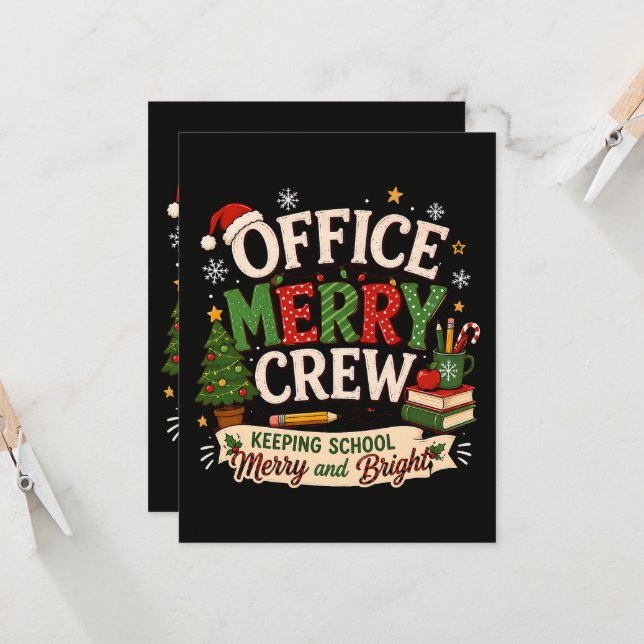 Christmas Office Merry Crew Keeping School  Invitation (Front/Back In Situ)