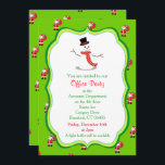 Christmas Office Party Invitation-Snowman Graphic Invitation<br><div class="desc">A beautiful Christmas Office Party Invitation with a Snowman graphic on a white background with small pictures of Santa on a green background on the front and back covers. A lovely way to invite friends or work colleagues for a special Christmas drink at the your place of work. A way...</div>