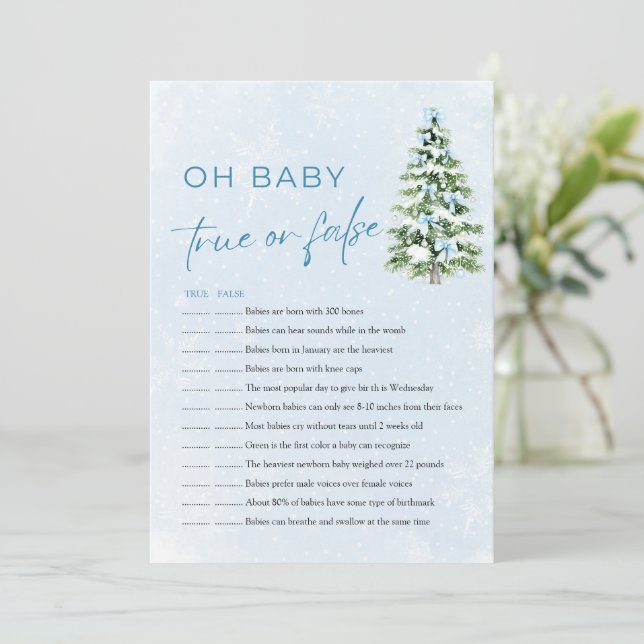 Christmas Oh Baby True or False Baby Shower Game Invitation (Standing Front)