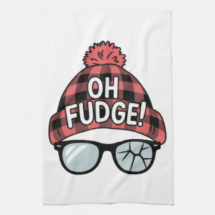 Christmas Oh Fudge Xmas Vacation Funny Holiday  Tea Towel