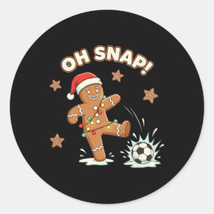 Christmas Oh Snap Gingerbread Soccer Funny Xmas Ho Classic Round Sticker