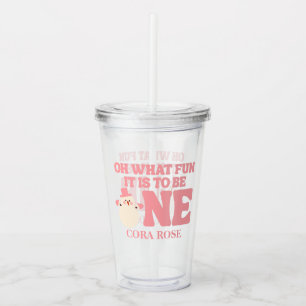 Christmas Oh What Fun First Birthday  Acrylic Tumbler