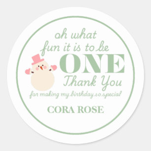 Christmas Oh What Fun First Birthday Classic Round Sticker