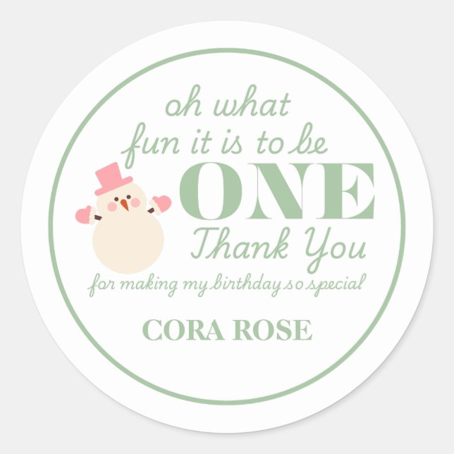 Christmas Oh What Fun First Birthday  Classic Round Sticker (Front)