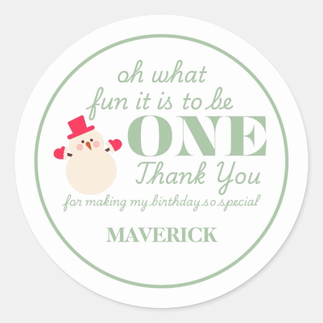 Christmas Oh What Fun First Birthday  Classic Round Sticker (Front)