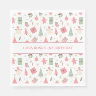Christmas Oh What Fun First Birthday  Napkin