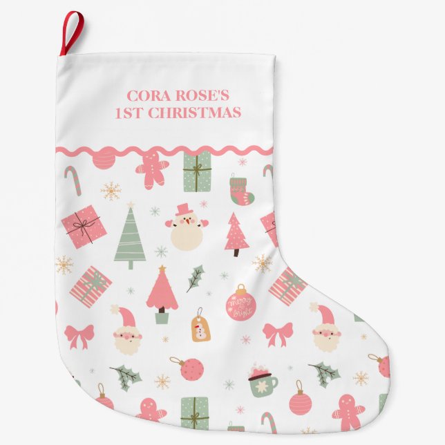 Christmas Oh What Fun First Christmas Large Christmas Stocking (Front)