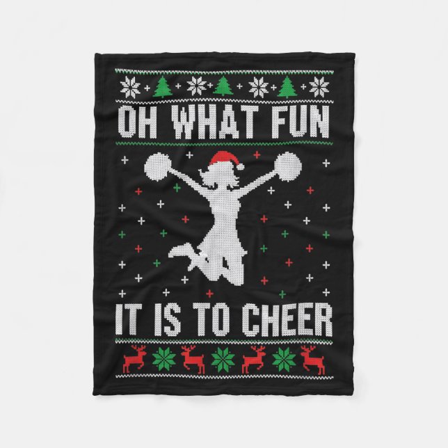 Christmas Oh What Fun It Is To Cheer - Cheerleadin Fleece Blanket (Front)