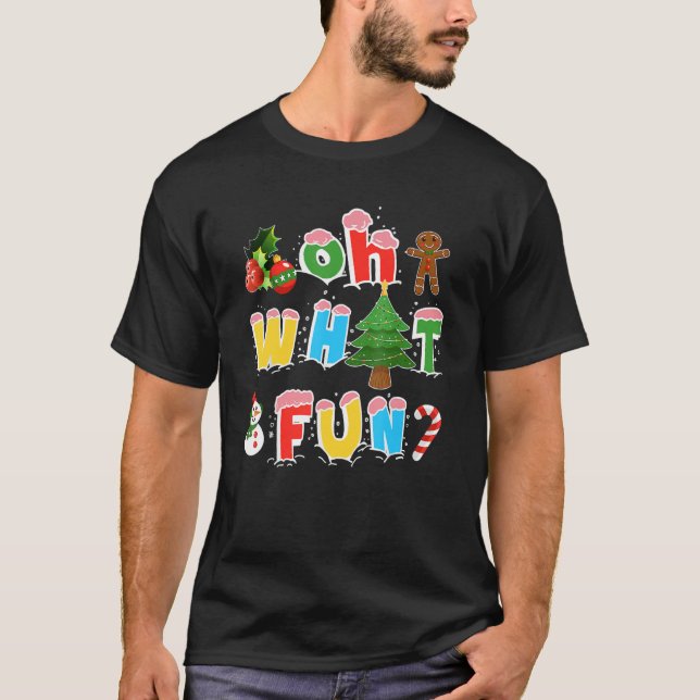 Christmas Oh What Fun Tree Xmas Pajama Holiday Par T-Shirt (Front)