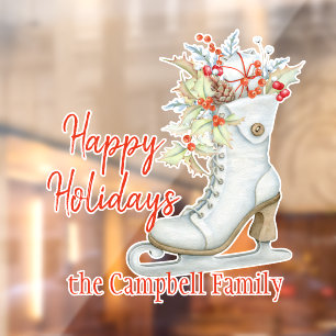 Christmas Old Fashioned Ice Skate Custom Window Cling