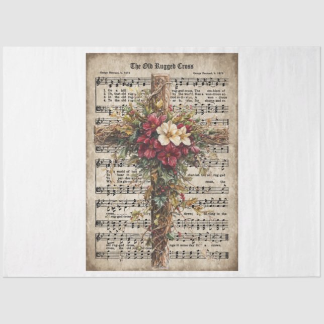 Christmas Old Rugged Cross Tissue Paper (Front)