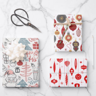 Christmas Old Style Vintage Pattern Wrapping Paper Sheet
