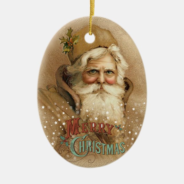 Christmas Old World Santa 2 Ceramic Tree Decoration (Front)