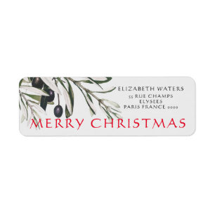 CHRISTMAS OLIVE BRANCH RETURN ADDRESS LABELS