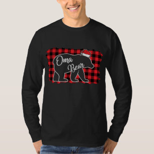Christmas Oma Bear Christmas Red Plaid Buffalo Fam T-Shirt