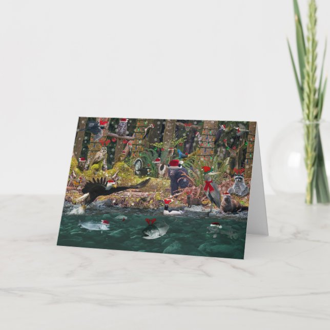 Christmas on a Coastal Stream Holiday Card (Front)