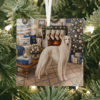 Christmas On Cape Cod ,Borzoi Glass Tree Decoration