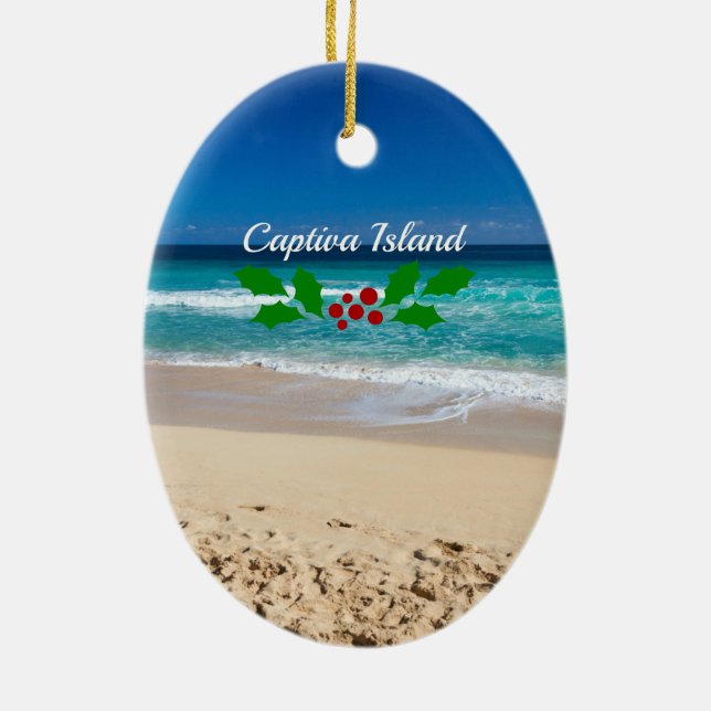 Christmas on Captiva Island, Florida Ceramic Tree Decoration (Back)