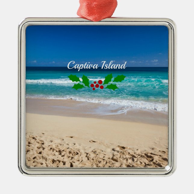 Christmas on Captiva Island, Florida Metal Tree Decoration (Front)
