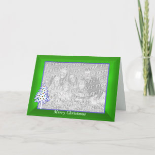 Christmas on Green (wide) photo frame Holiday Card