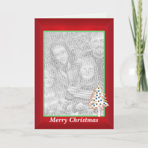 Christmas on Red (tall photo frame) Holiday Card