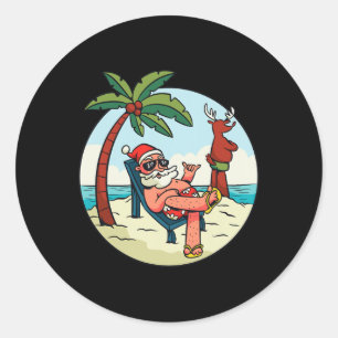 Christmas On The Beach Christmas In July Classic Round Sticker