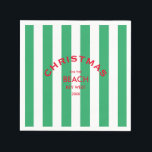 Christmas On The Beach Custom Green Cabana Stripe  Napkin<br><div class="desc">These napkins are perfect for your Christmas parties,  celebrations and gathering on the beach...  Green cabana stripes with red custom beach logo. Personalise with the beach location and year. The perfect addition to your Christmas gatherings! Matching accessories available in the Christmas On The Beach Green Cabana Stripe Collection.</div>