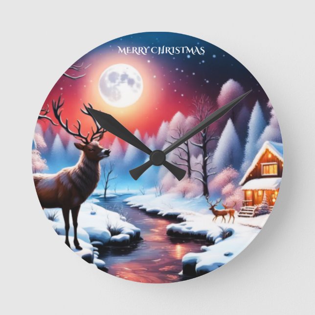 Christmas on the Creek Round Clock (Front)
