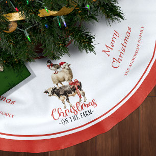 Christmas on the Farm Barnyard Animal Brushed Polyester Tree Skirt