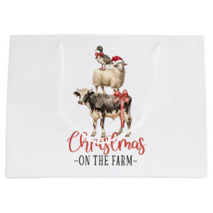 Christmas on the Farm Barnyard Animal Large Gift Bag