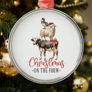 Christmas on the Farm Barnyard Animal Metal Tree Decoration