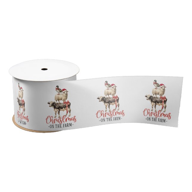 Christmas on the Farm Barnyard Animal Satin Ribbon (Spool)
