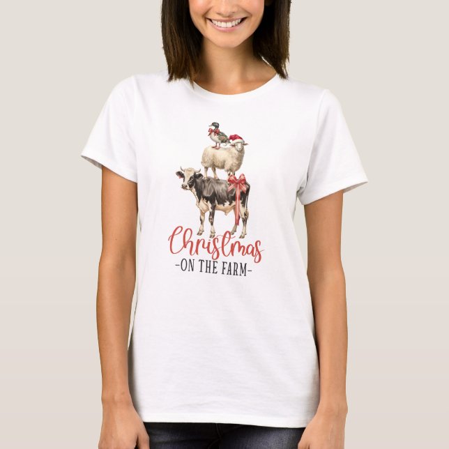 Christmas on the Farm Barnyard Animal T-Shirt (Front)